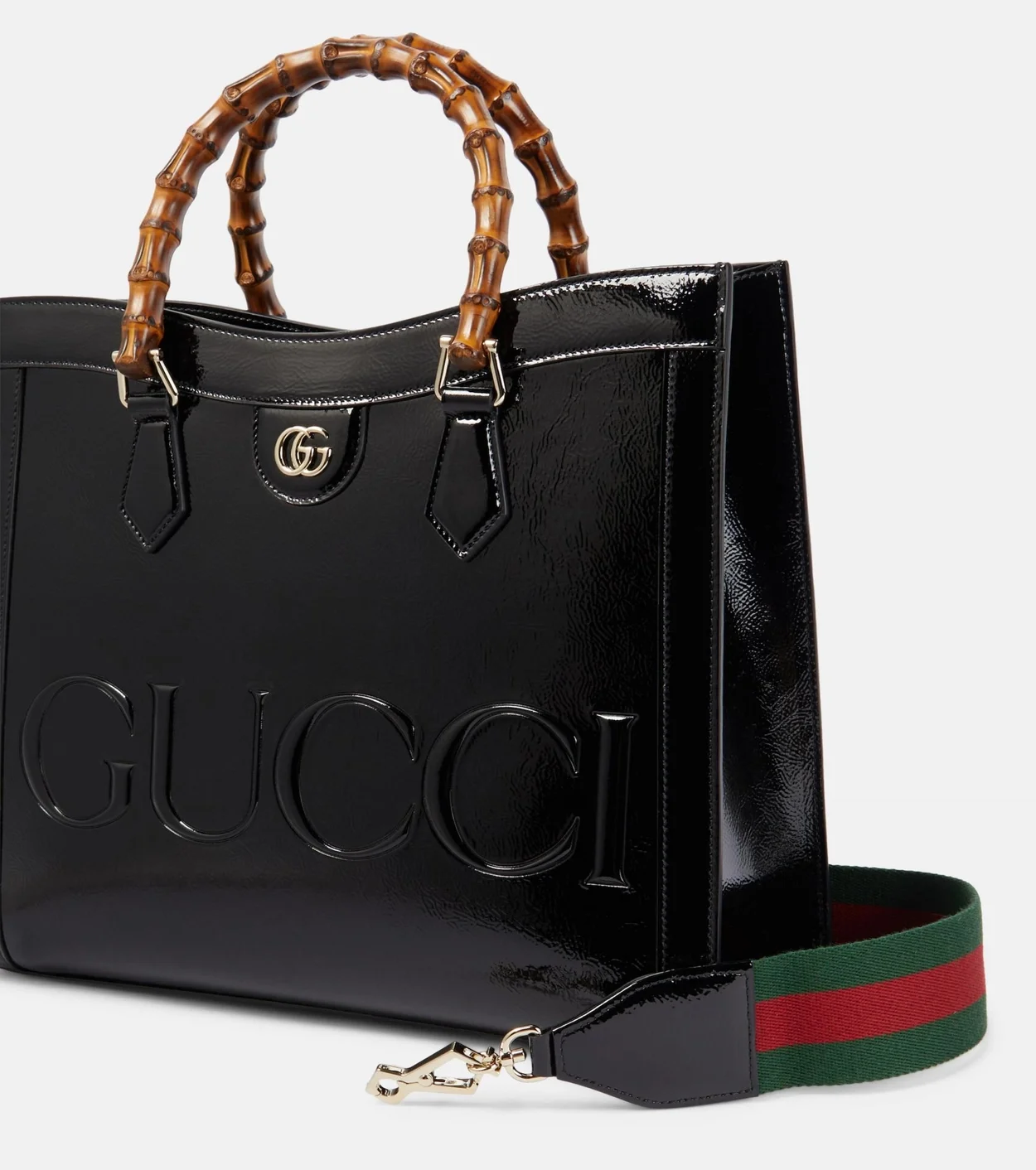 구찌 다이아나 미디엄 페이던트 레더 토트 백