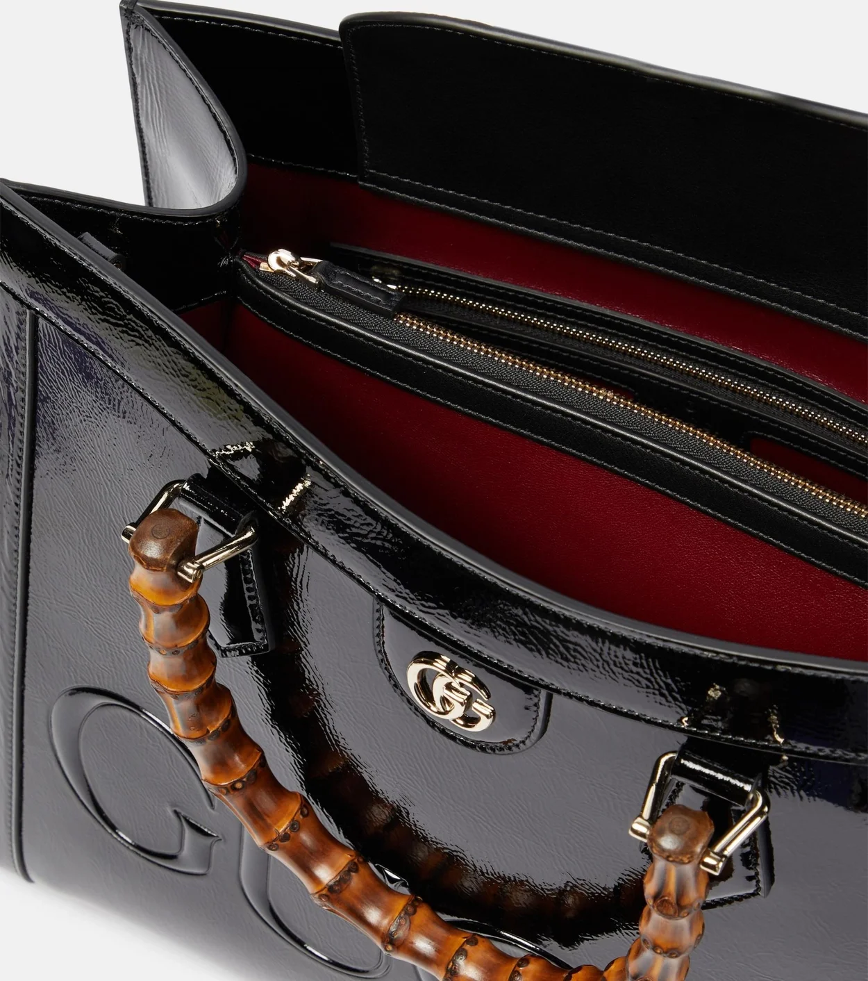 구찌 다이아나 미디엄 페이던트 레더 토트 백