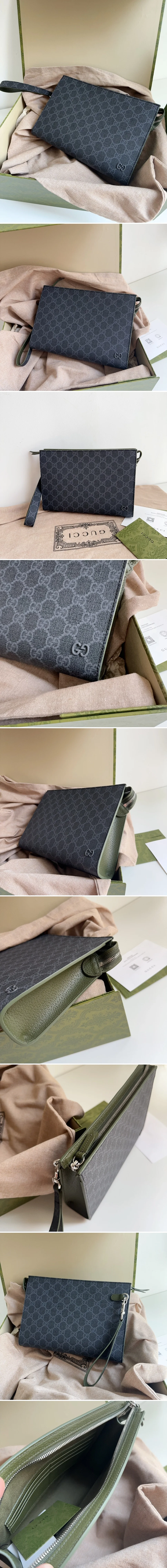 구찌 그레이 트림 GG 파우치 768255