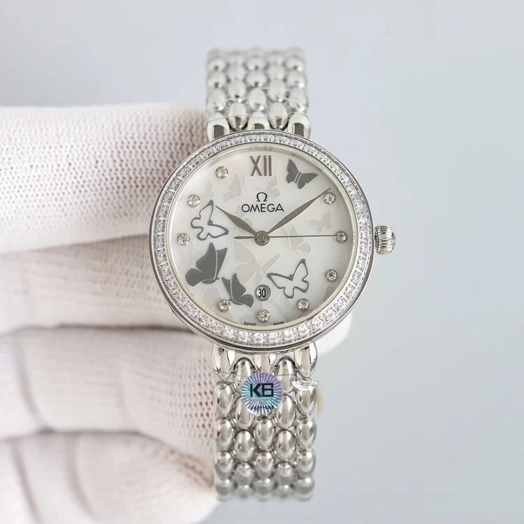 오메가 플라잉 클래식 여성용 화이트 버터 플라이