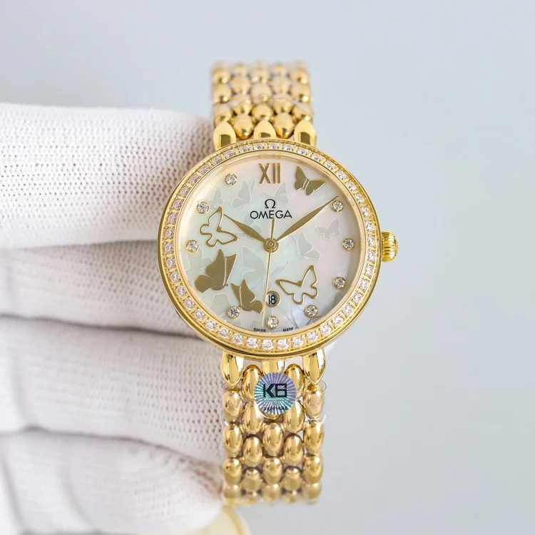 오메가 플라잉 클래식 여성용 골드 버터 플라이