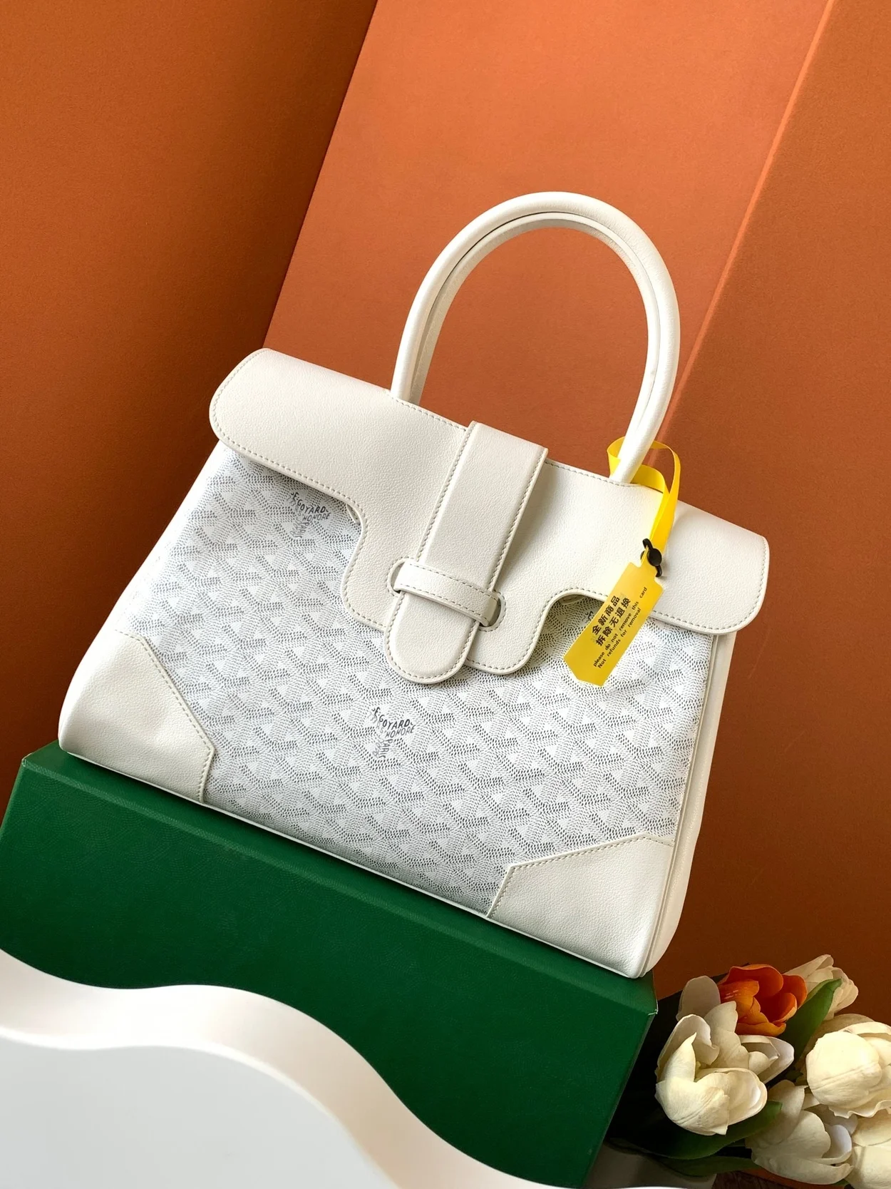 고야드 카바스 사이공 토트백 화이트