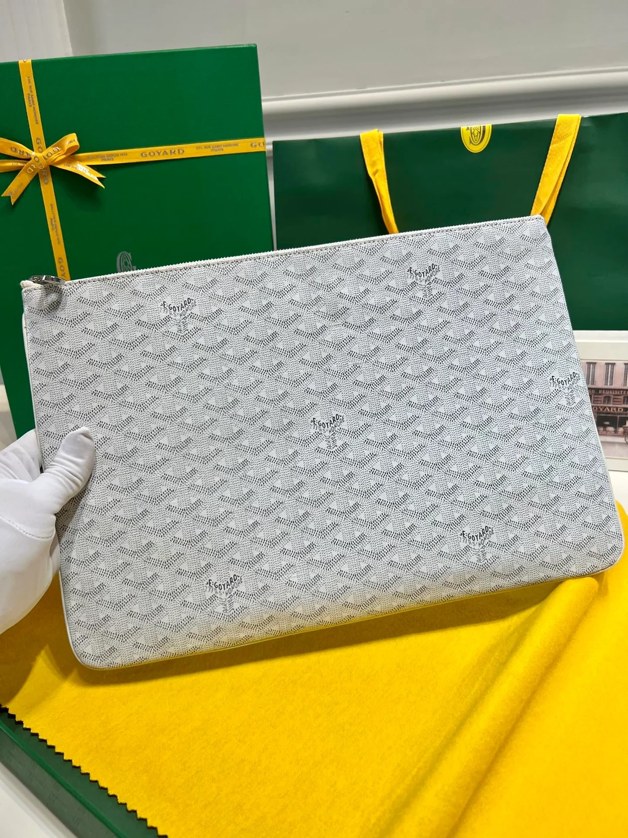 고야드 세나 클러치 MGM 화이트