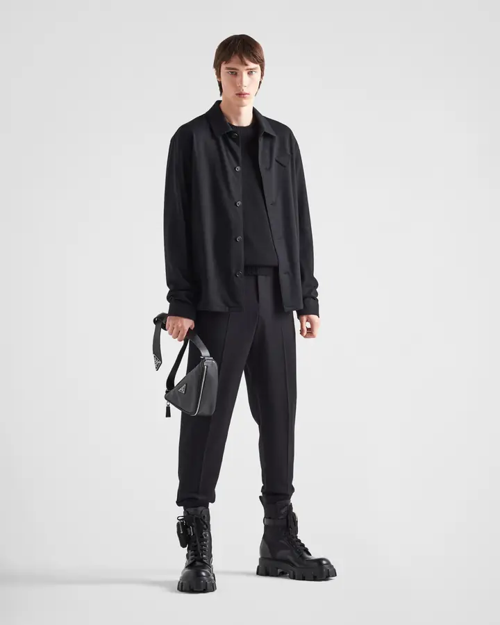 프라다 울 블렌드 셔츠 블랙