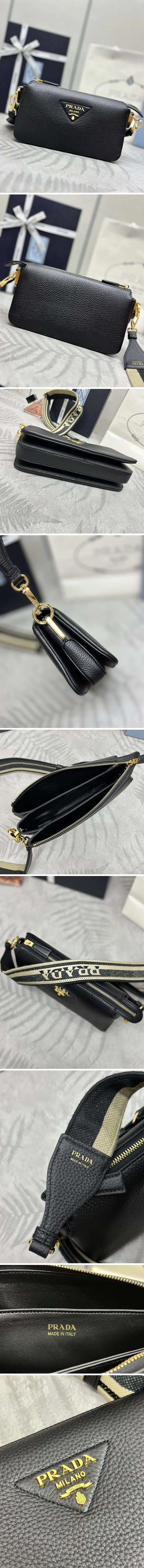 프라다 금장로고 레더 스트랩 숄더 1BH194