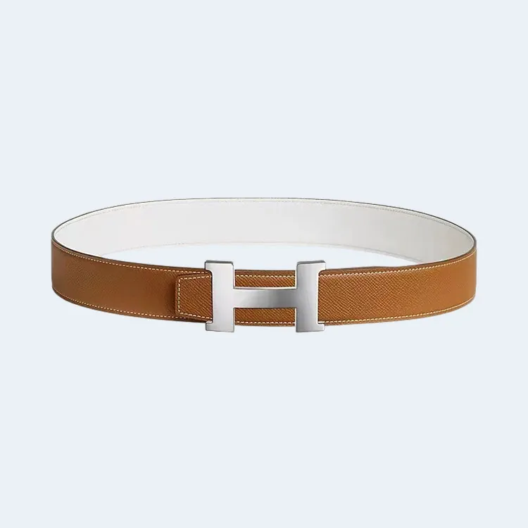 에르메스 콘스탄스 브라운 벨트 실버 32mm