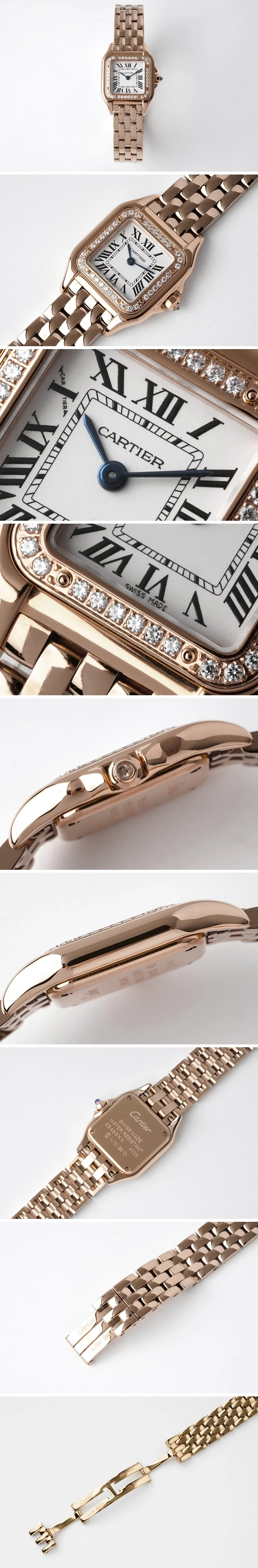 까르띠에 산토스 팬더 다이아 로즈 골드