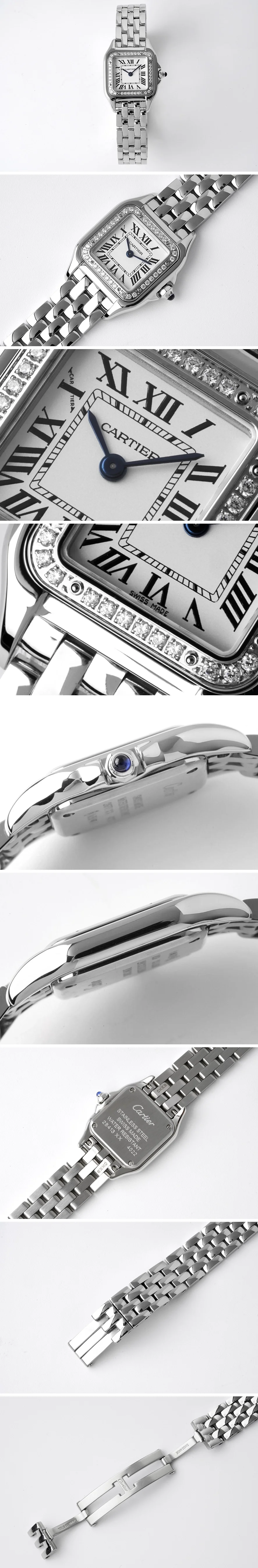 까르띠에 산토스 팬더 다이아 실버