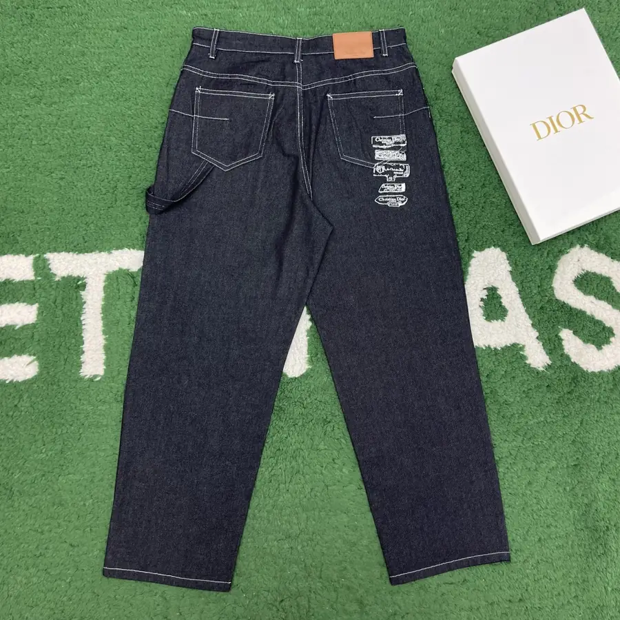 디올 아카이브 라벨 코튼 데님 헤리티지 진 블루