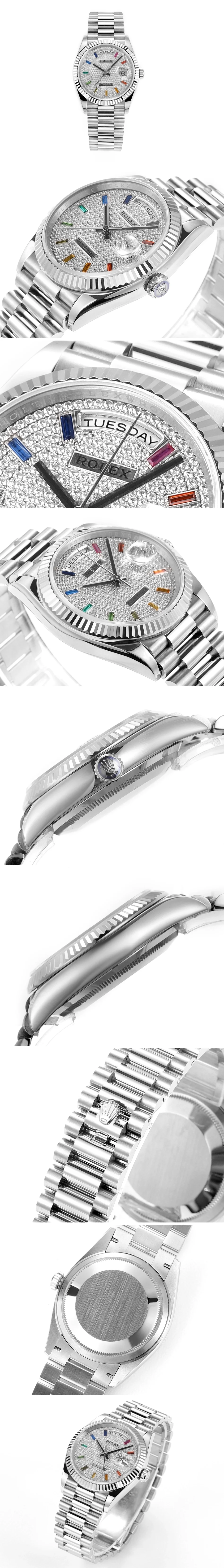 롤렉스 데이데이트 다이아몬드 파베 화이트 스틸 36mm