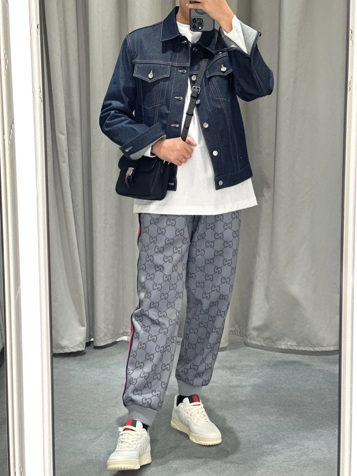 구찌 웹 점보 GG 조깅 팬츠