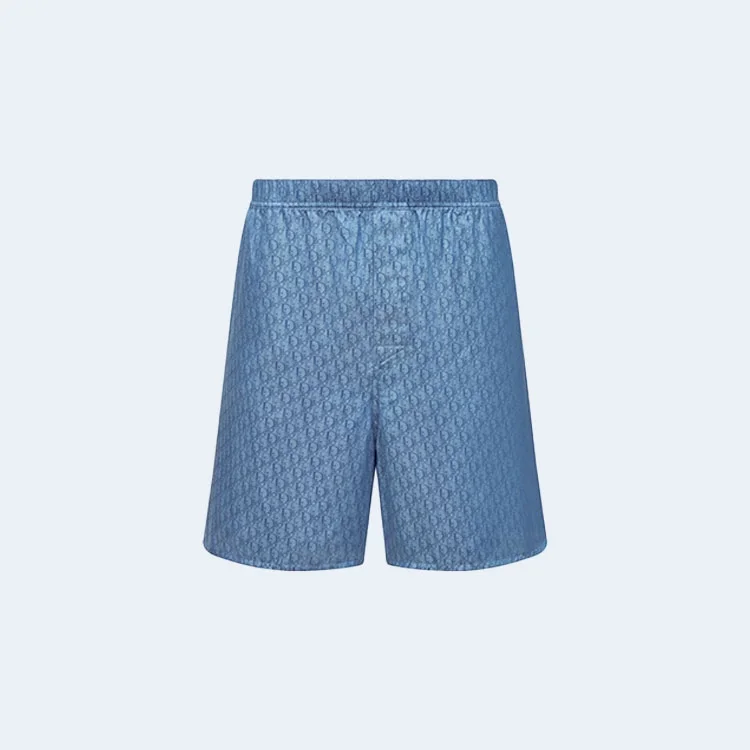 디올 오블리크 실크 코튼 자카드 쇼츠 블루