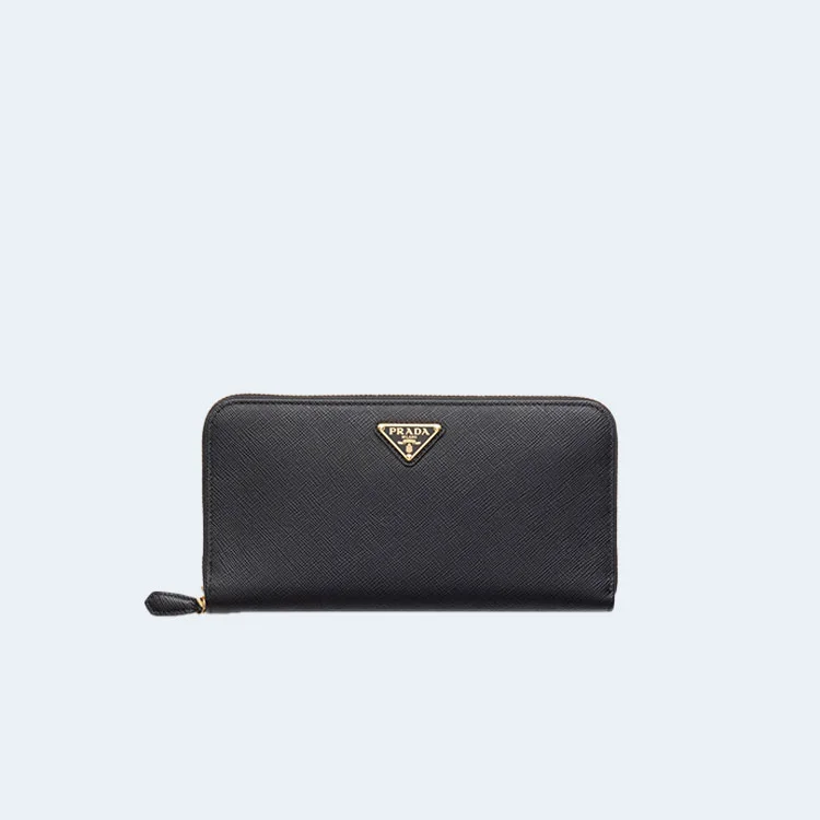 프라다 사피아노 골드 삼각로고 지퍼지갑
