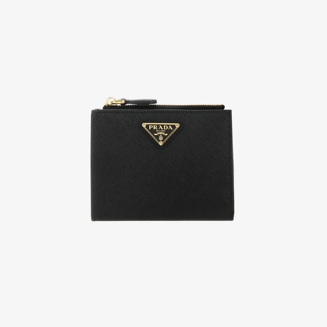 프라다 사피아노 골드 삼각로고 레더 지갑