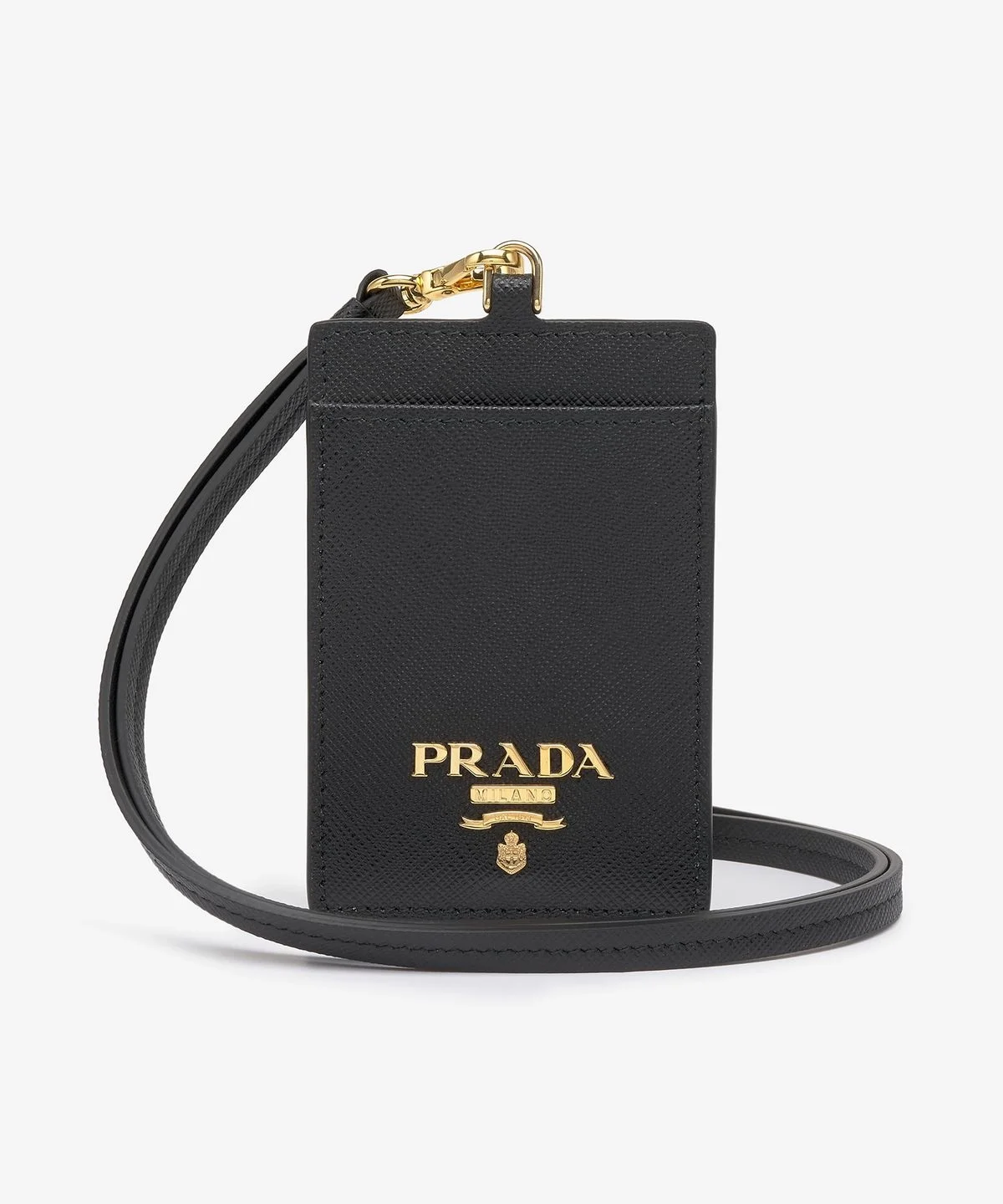 프라다 사피아노 골드 삼각로고 배지 홀더
