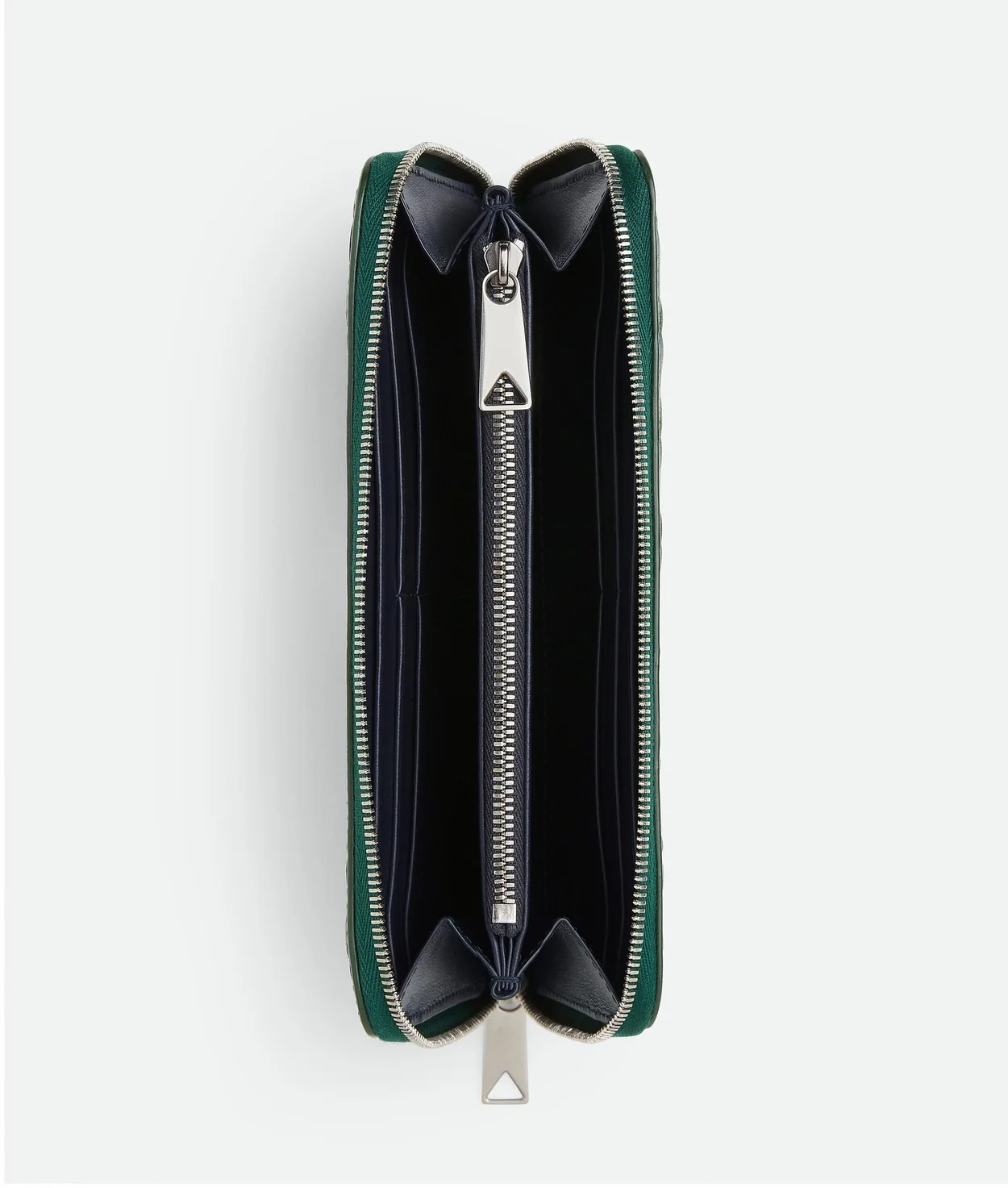 보테가 베네타 인트레치아토 지퍼 어라운드 지갑 그린