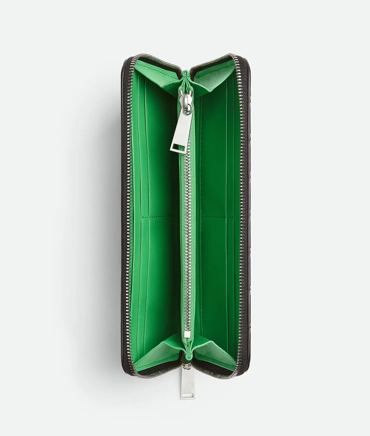 보테가 베네타 인트레치아토 어라운드 지갑 블랙/페러킷