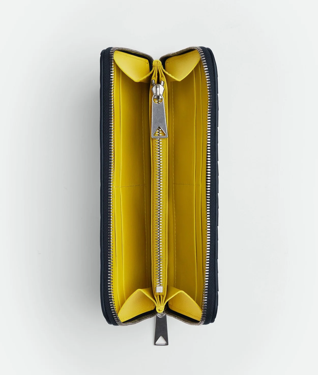 보테가 베네타 인트레치아토 어라운드 지갑 투톤 블랙/옐로우