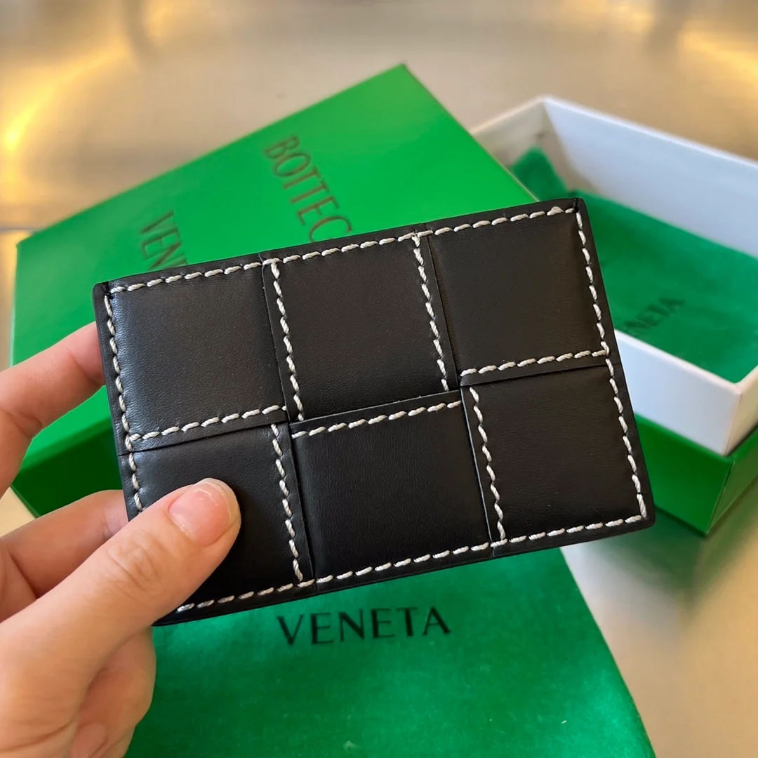 보테가 베네타 내추럴 스티치 카세트 카드케이스 블랙