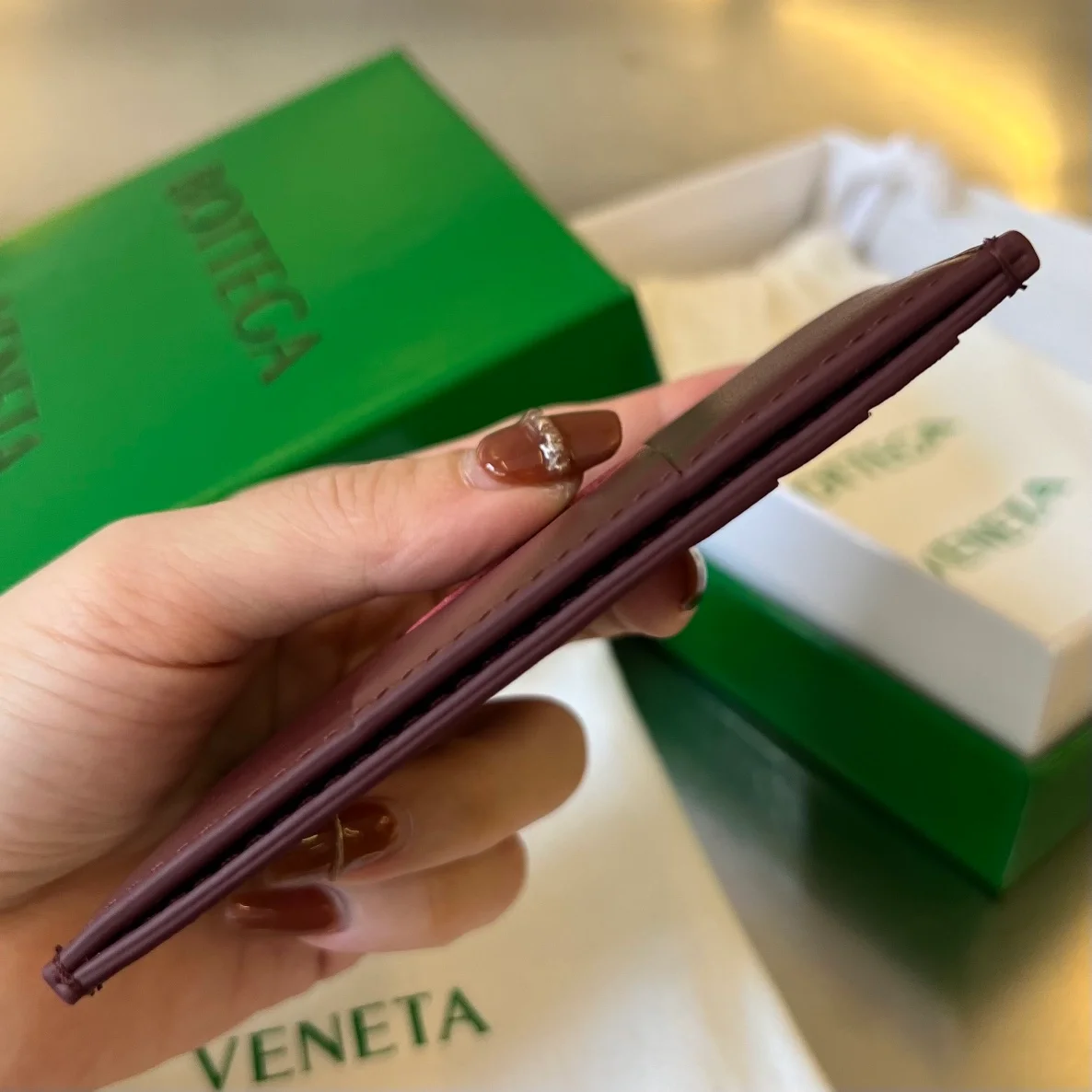 보테가 베네타 카세트 카드케이스 버건디