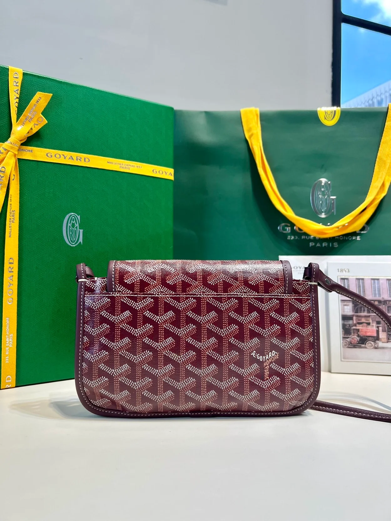 고야드 플뤼메 클러치 지갑 버건디