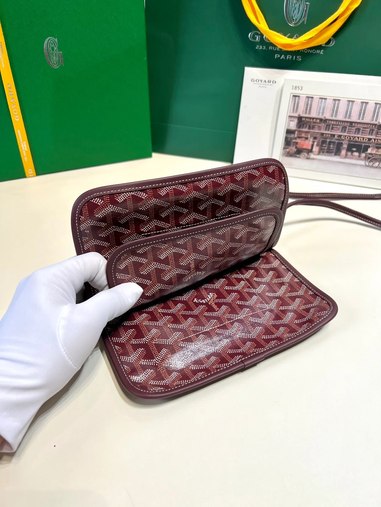 고야드 플뤼메 클러치 지갑 버건디