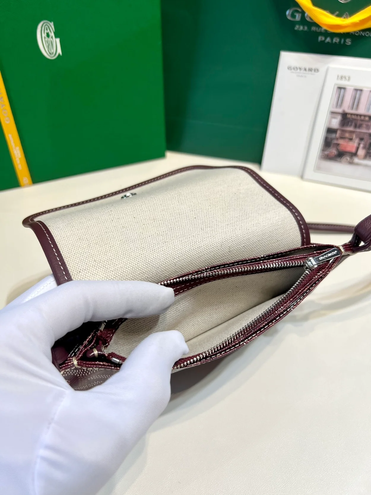 고야드 플뤼메 클러치 지갑 버건디