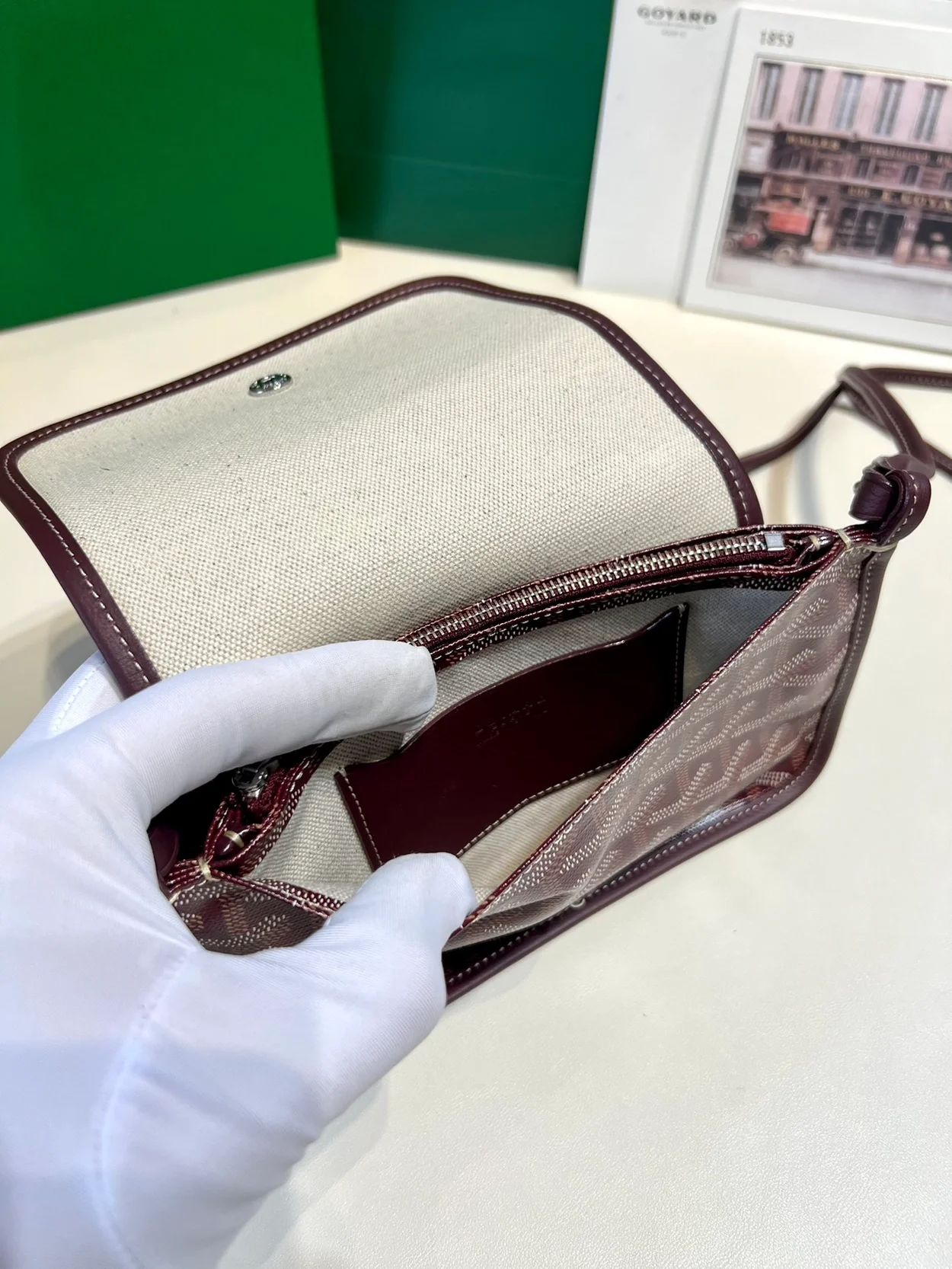 고야드 플뤼메 클러치 지갑 버건디