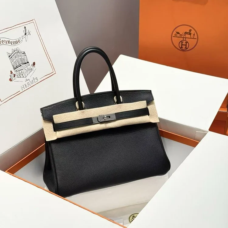 에르메스 버킨 30 Noir Togo 백 실버