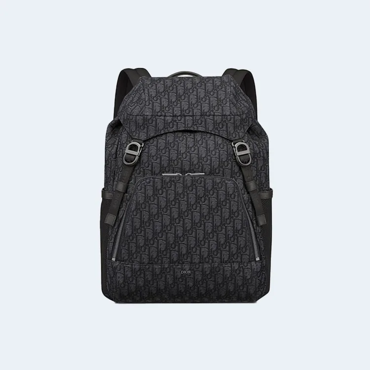 디올 Dior 8 플랩 블랙 오블리크 자카드 백팩