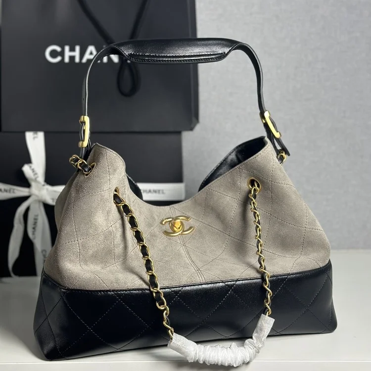 샤넬 25A 공방 스웨이드 투톤 숄더 AS5634