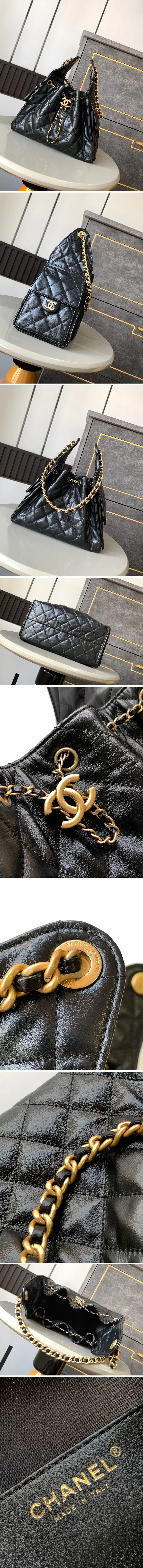 샤넬 25C 샤이니 카프스킨 빈티지 호보 AS5293