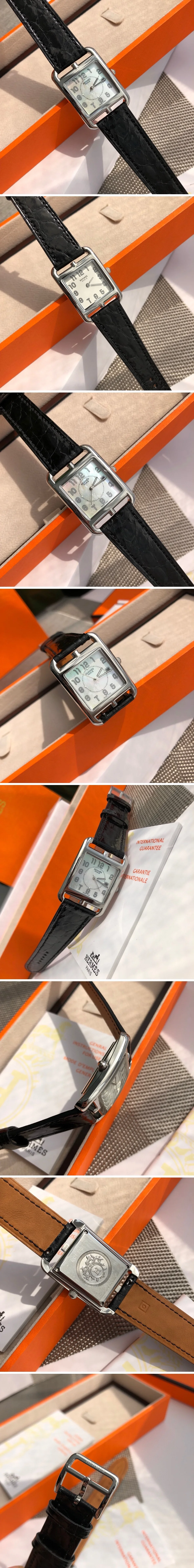 에르메스 케이프 코드 은장 블랙 23mm