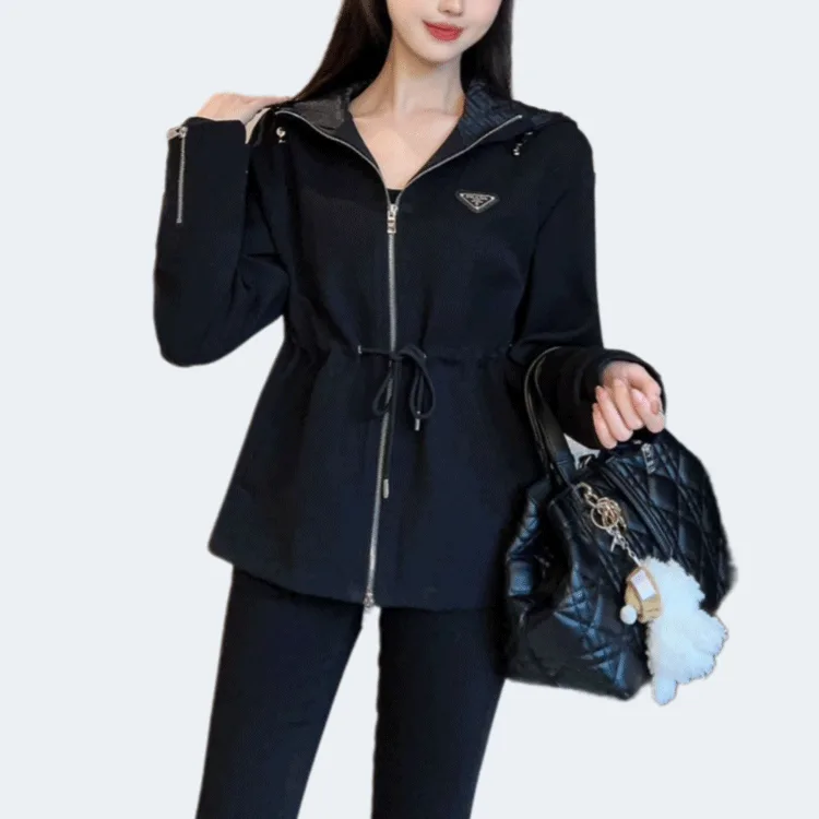 프라다 로고 후드 집업