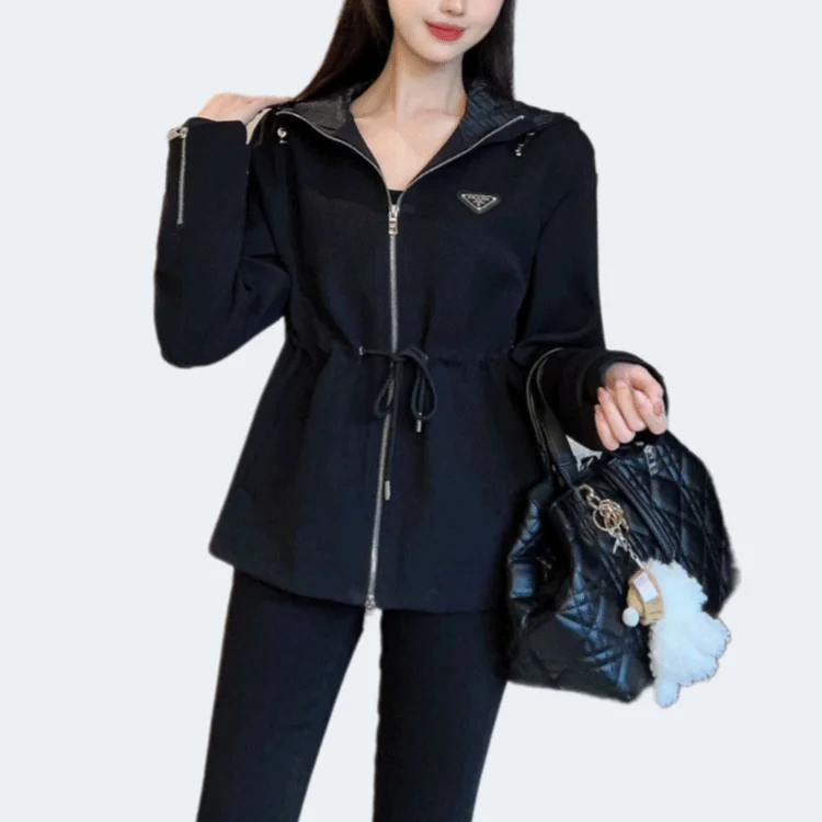 프라다 로고 후드 집업