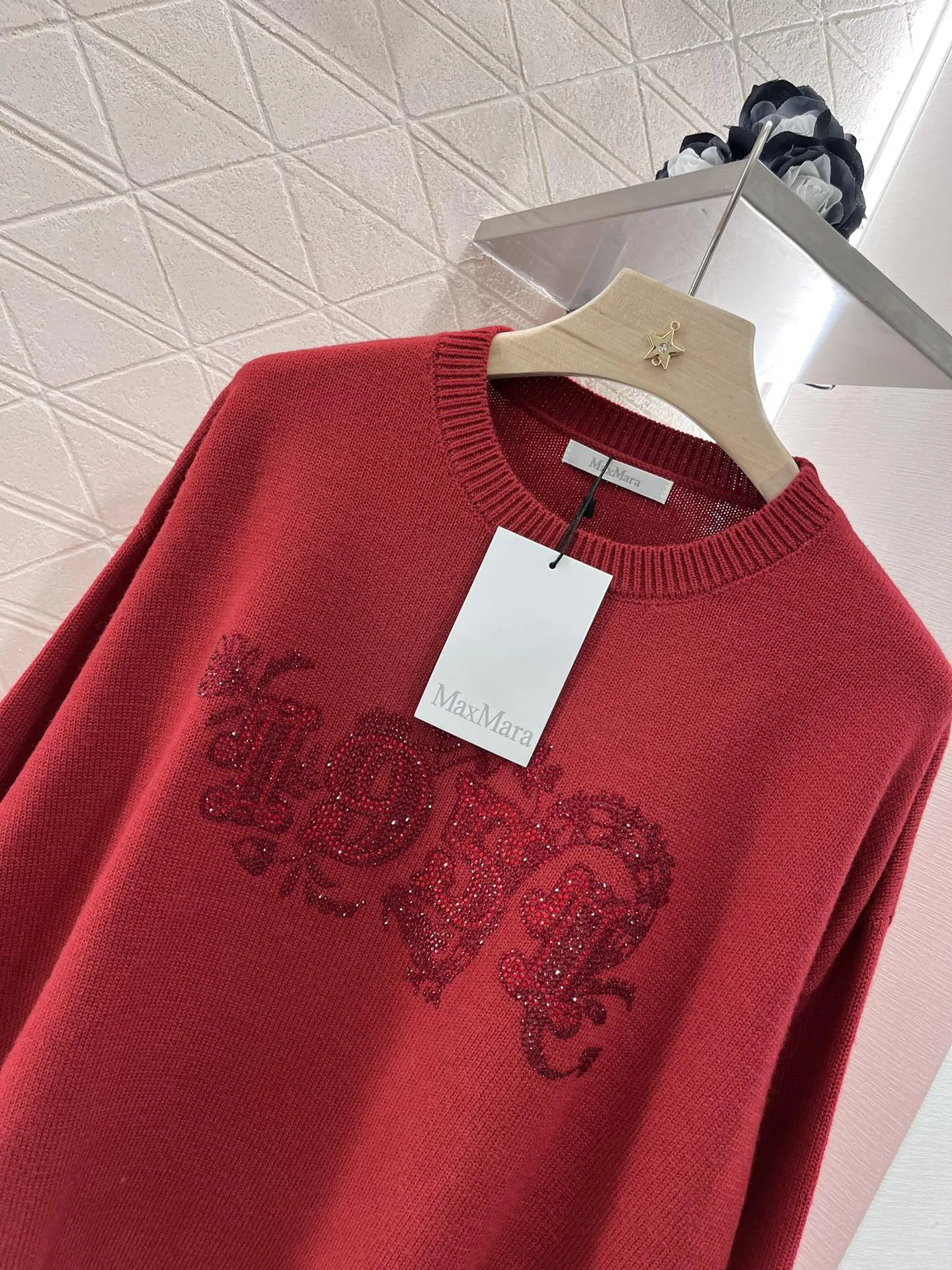 막스마라 풀오버 스웨터 딥레드 상세 이미지 4