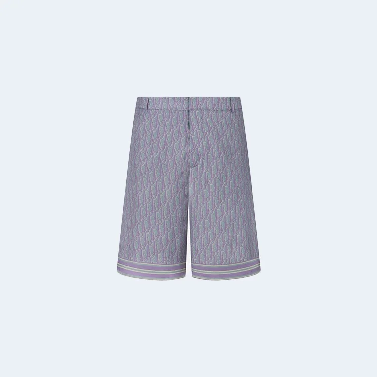 디올 오블리크 블루 실크 버뮤다 쇼츠