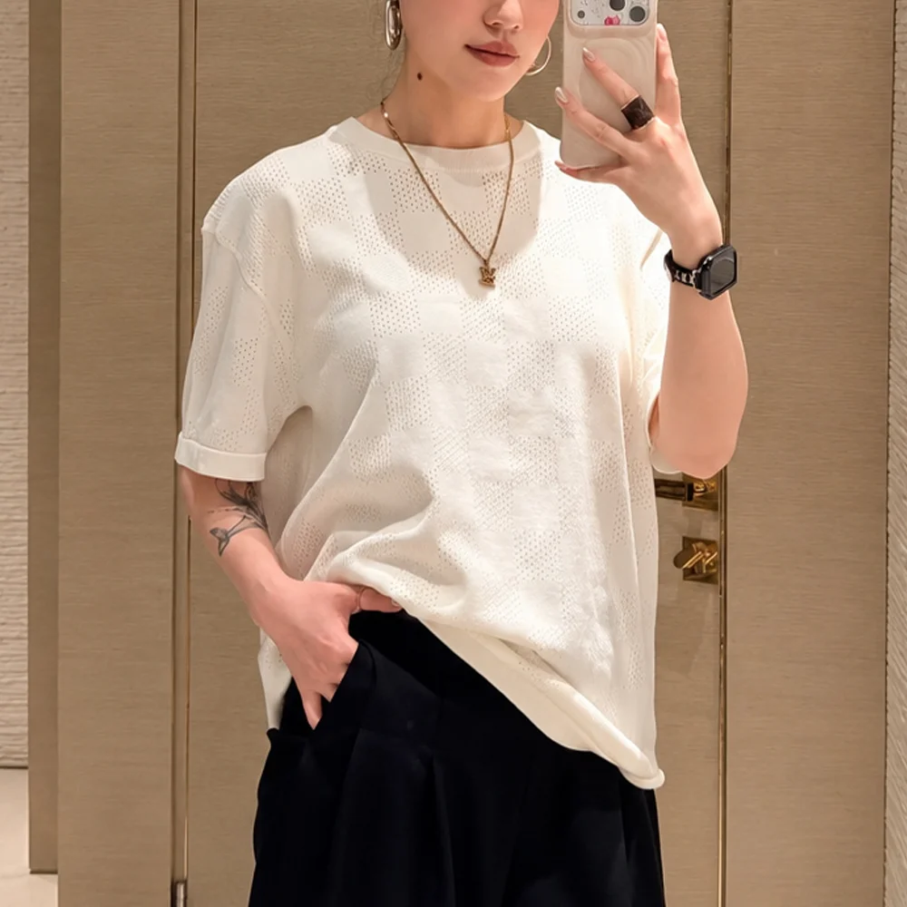 루이비통 체커 보드 티셔츠 화이트