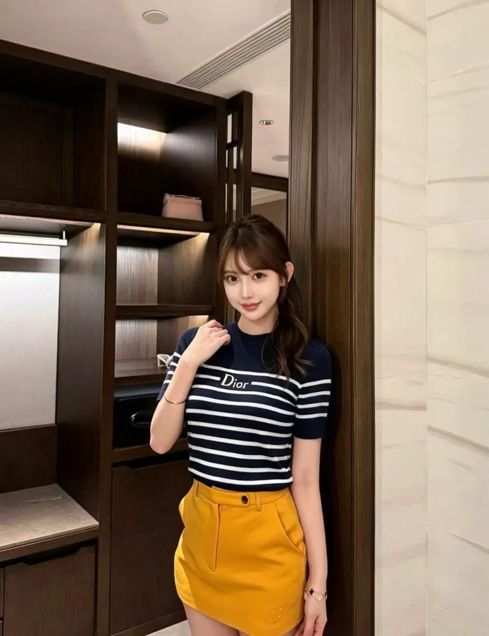 디올 디오리비에라 반팔 슬림핏 스웨터 (3color)