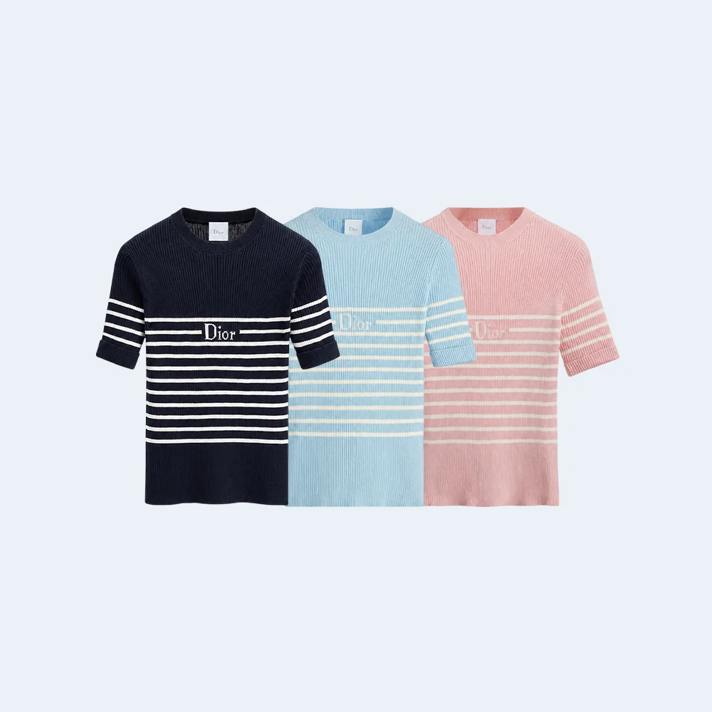 디올 디오리비에라 반팔 슬림핏 스웨터 (3color)