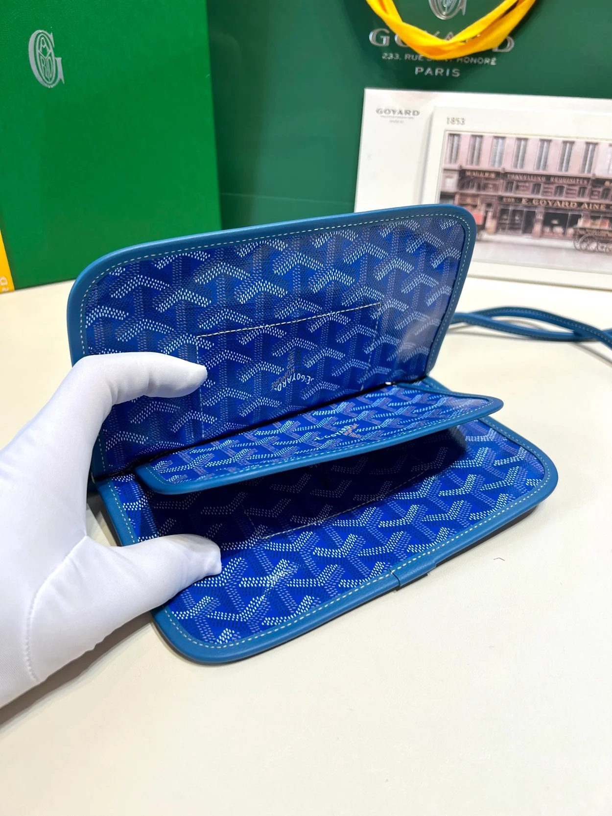 고야드 플뤼메 클러치 지갑 블루