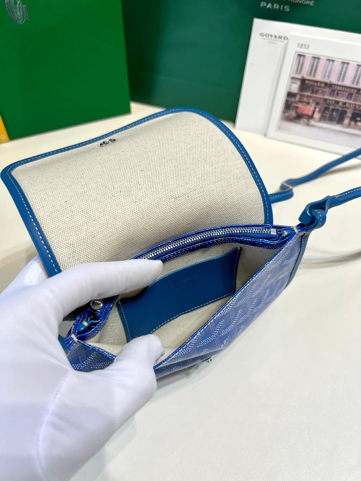 고야드 플뤼메 클러치 지갑 블루