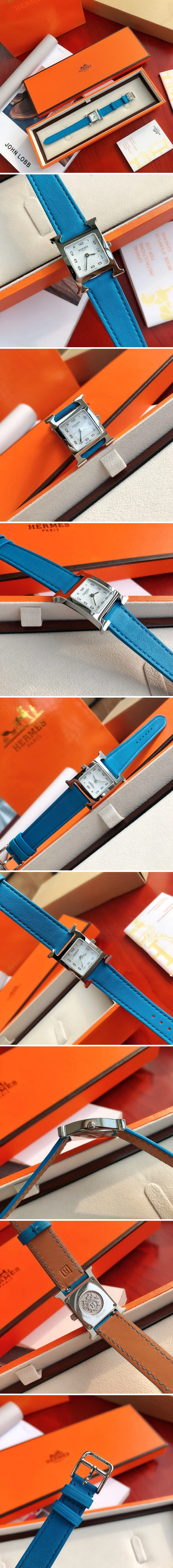 에르메스 여성 시계 에이치아워 은장 블루