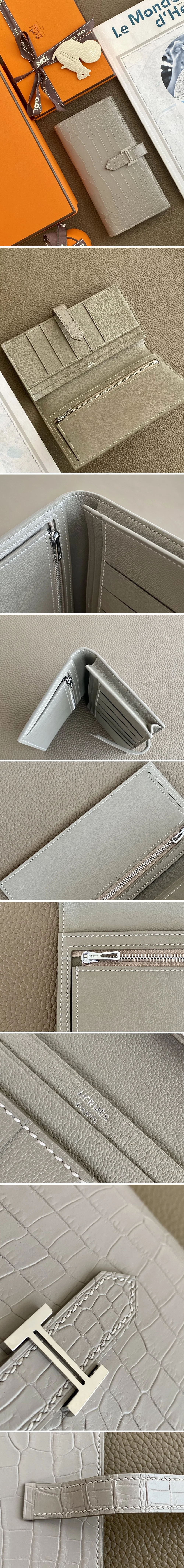 에르메스 베안 장지갑 악어가죽