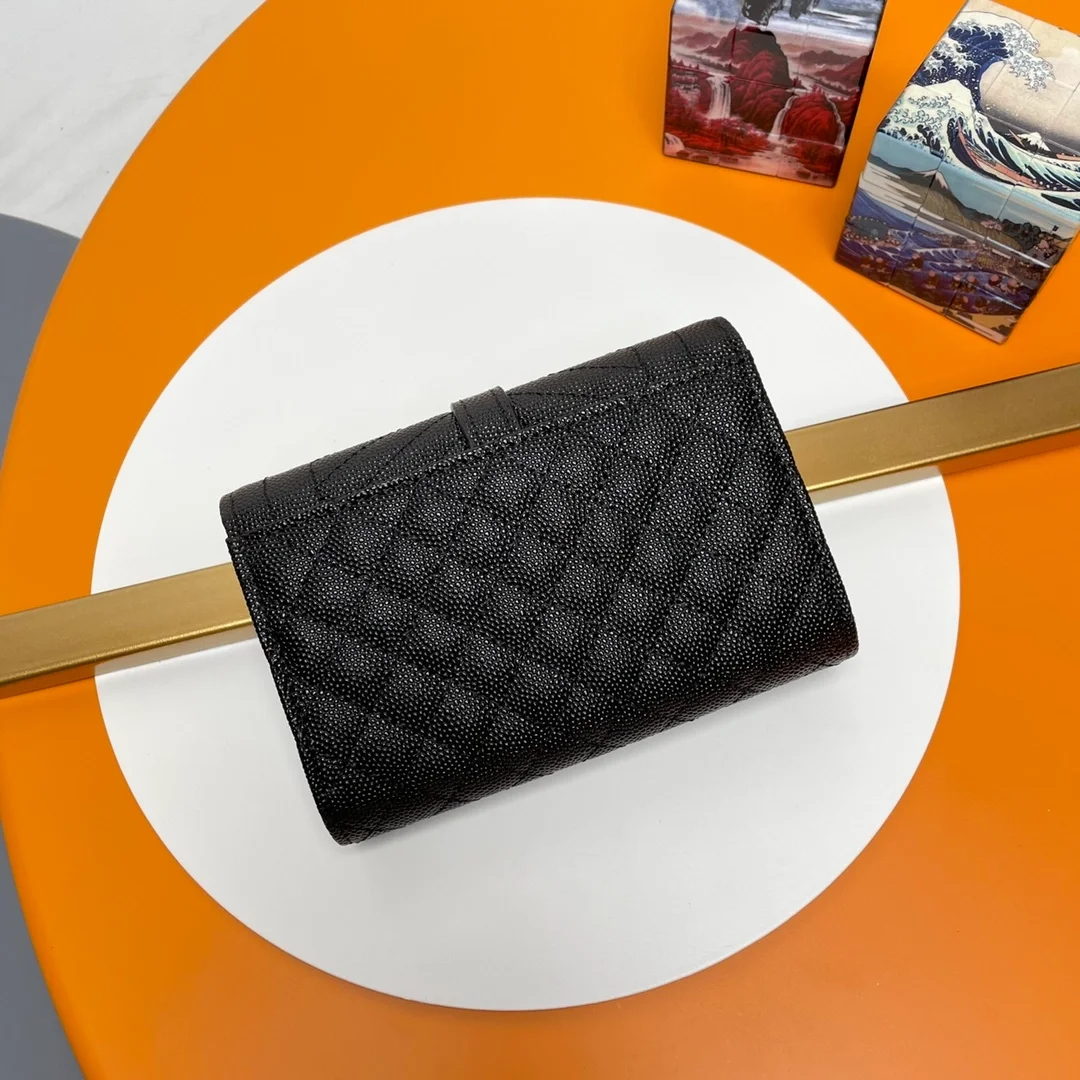 생로랑 엔벨로프 스몰 지갑 블랙 골드