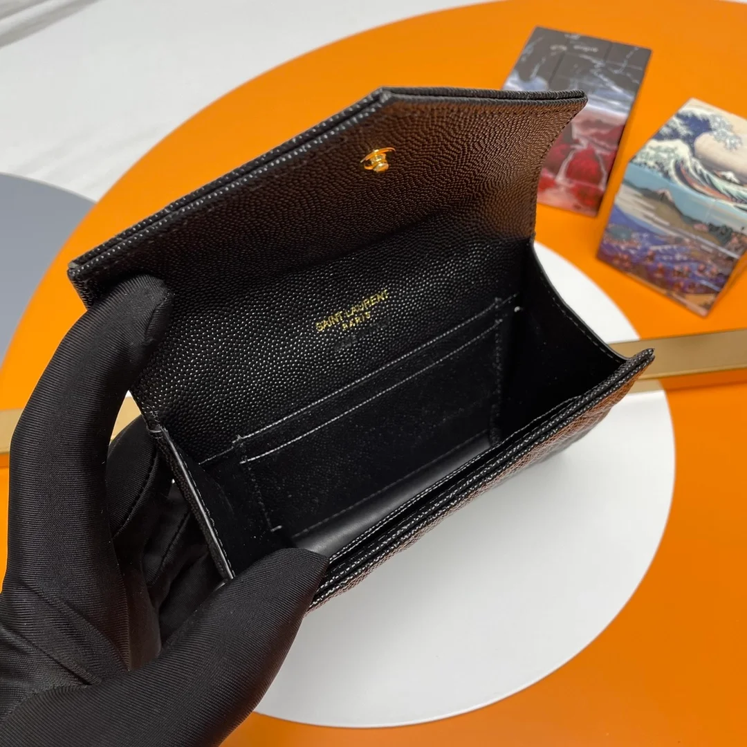 생로랑 엔벨로프 스몰 지갑 블랙 골드