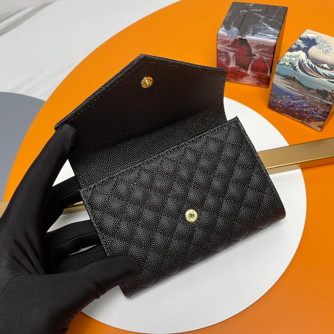 생로랑 엔벨로프 스몰 지갑 블랙 골드