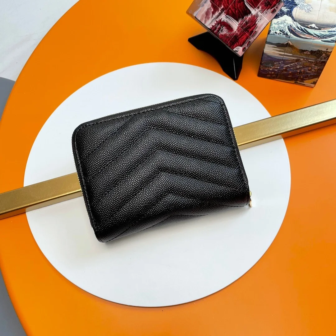 생로랑 컴팩트 지퍼 어라운드 월릿 골드