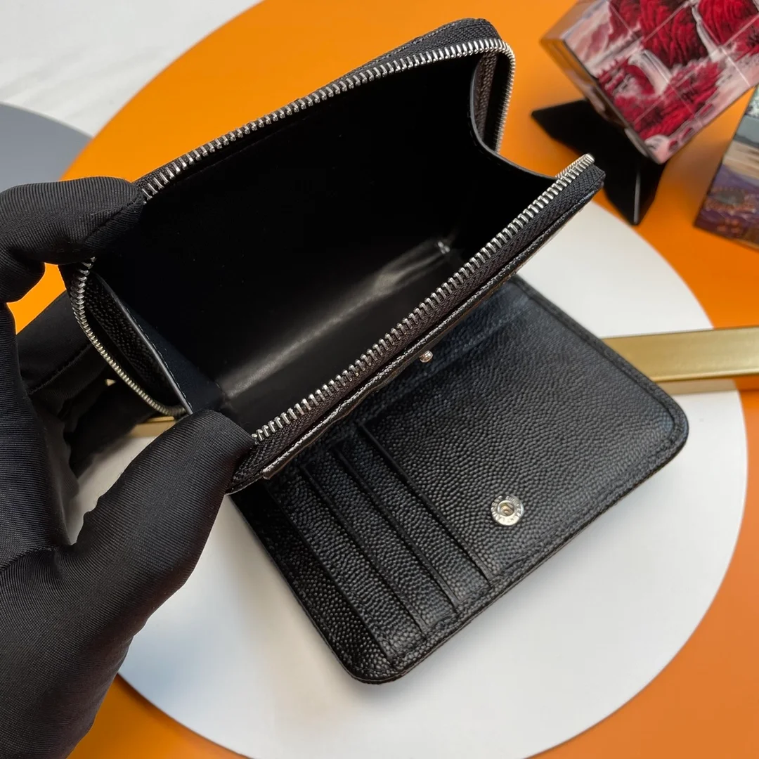 생로랑 컴팩트 지퍼 어라운드 월릿 실버