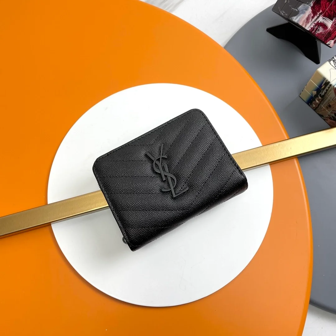 생로랑 컴팩트 지퍼 어라운드 월릿 다크